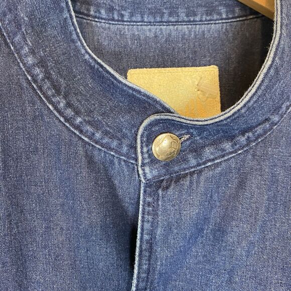 Stubbs XXL Men's Silver Button Up Shirt Denim Chambray Blue Western Texas Cowboy - Picture 7 of 7